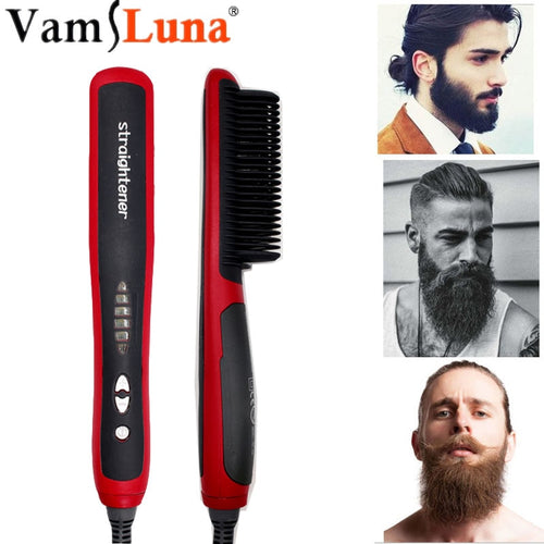 Beard Straightener Portable Men Fast Beard Comb LED Display Ceramic Heating Anti-Static Anti-Scald Comb